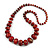 Long Graduated Wooden Bead Colour Fusion Necklace (Red/ Black/ Gold) - 80cm Long - view 4