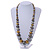 Long Graduated Wooden Bead Colour Fusion Necklace (Grey/ Gold/ Black/ Metallic Silver) - 76cm Long - view 2