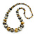 Long Graduated Wooden Bead Colour Fusion Necklace (Grey/ Gold/ Black/ Metallic Silver) - 76cm Long
