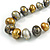 Long Graduated Wooden Bead Colour Fusion Necklace (Grey/ Gold/ Black/ Metallic Silver) - 76cm Long - view 4