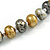 Long Graduated Wooden Bead Colour Fusion Necklace (Grey/ Gold/ Black/ Metallic Silver) - 76cm Long - view 3