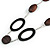 Statement Brown Wooden Bead with Silver Tone Chain Long Necklace - 110cm L - view 5