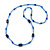 Blue Glass/ Ceramic Bead Long Necklace - 84cm Long
