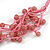 Multistrand Pink Ceramic Bead Cotton Cord Necklace - 58cm Long - view 5