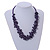 Multistrand Violet Ceramic Bead Cotton Cord Necklace - 58cm Long - view 2