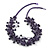 Multistrand Violet Ceramic Bead Cotton Cord Necklace - 58cm Long - view 3