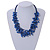 Multistrand Blue Ceramic Bead Cotton Cord Necklace - 58cm Long - view 2