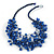 Multistrand Blue Ceramic Bead Cotton Cord Necklace - 58cm Long - view 5