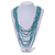 Statement Multistrand Light Blue Glass Bead, Brown Wood Bead Necklace - 110cm L - view 2