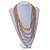 Statement Multistrand Antique White Glass Bead, Brown Wood Bead Necklace - 110cm L - view 2