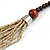 Statement Multistrand Antique White Glass Bead, Brown Wood Bead Necklace - 110cm L - view 6