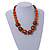 Chunky Colour Fusion Wood Bead Necklace (Orange, Gold, Black) - 48cm Long - view 2