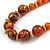 Chunky Colour Fusion Wood Bead Necklace (Orange, Gold, Black) - 48cm Long - view 4