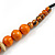 Chunky Colour Fusion Wood Bead Necklace (Orange, Gold, Black) - 48cm Long - view 5