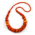 Orange Wood Bead Necklace - 68cm Long