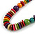 Multicoloured Button and Round Wood Bead Necklace - 70cm Long - view 4