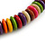 Multicoloured Button and Round Wood Bead Necklace - 70cm Long - view 3
