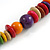 Multicoloured Button and Round Wood Bead Necklace - 70cm Long - view 5