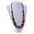 Multicoloured Button and Round Wood Bead Necklace - 70cm Long - view 2