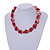 Exquisite Faux Pearl & Shell Composite Silver Tone Link Necklace In Red - 44cm L/ 7cm Ext - view 3