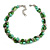 Exquisite Faux Pearl & Shell Composite Silver Tone Link Necklace In Green - 44cm L/ 7cm Ext - view 3