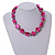 Exquisite Faux Pearl & Shell Composite Silver Tone Link Necklace In Pink - 44cm L/ 7cm Ext - view 4