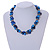 Exquisite Faux Pearl & Shell Composite Silver Tone Link Necklace In Blue - 44cm L/ 7cm Ext - view 2