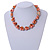 Exquisite Faux Pearl & Shell Composite Silver Tone Link Necklace In Orange - 44cm L/ 7cm Ext - view 2