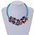 Stunning Light Blue Glass Bead with Multicoloured Shell Floral Motif Necklace - 48cm Long - view 2