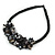Stunning Black Glass Bead with  Black Shell Floral Motif Necklace - 48cm Long - view 3