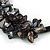 Stunning Black Glass Bead with  Black Shell Floral Motif Necklace - 48cm Long - view 4