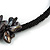 Stunning Black Glass Bead with  Black Shell Floral Motif Necklace - 48cm Long - view 5