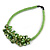 Stunning Lime Green Glass Bead with Forest Green Shell Floral Motif Necklace - 48cm Long - view 7