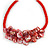 Stunning Glass Bead with Shell Floral Motif Necklace In Red - 48cm Long - view 3