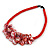 Stunning Glass Bead with Shell Floral Motif Necklace In Red - 48cm Long - view 4