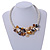 Stunning White Glass Bead with Shell Floral Motif Necklace (Brown, Yellow, Grey) - 48cm Long - view 2
