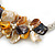Stunning White Glass Bead with Shell Floral Motif Necklace (Brown, Yellow, Grey) - 48cm Long - view 4