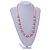 Light Pink Glass Bead with Silver Tone Metal Wire Element Necklace - 64cm L/ 4cm Ext - view 3