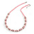 Light Pink Glass Bead with Silver Tone Metal Wire Element Necklace - 64cm L/ 4cm Ext - view 4