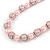 Light Pink Glass Bead with Silver Tone Metal Wire Element Necklace - 64cm L/ 4cm Ext - view 5