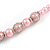 Light Pink Glass Bead with Silver Tone Metal Wire Element Necklace - 64cm L/ 4cm Ext - view 2