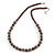 Chocolate Brown Glass Bead with Silver Tone Metal Wire Element Necklace - 64cm L/ 4cm Ext - view 3