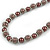 Chocolate Brown Glass Bead with Silver Tone Metal Wire Element Necklace - 64cm L/ 4cm Ext - view 4