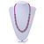 Purple Glass Bead with Silver Tone Metal Wire Element Necklace - 64cm L/ 4cm Ext - view 2
