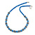 Blue Glass Bead with Silver Tone Metal Wire Element Necklace - 64cm L/ 4cm Ext