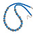 Blue Glass Bead with Silver Tone Metal Wire Element Necklace - 64cm L/ 4cm Ext - view 3