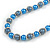 Blue Glass Bead with Silver Tone Metal Wire Element Necklace - 64cm L/ 4cm Ext - view 4