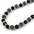 Black Glass Bead with Silver Tone Metal Wire Element Necklace - 64cm L/ 4cm Ext - view 4