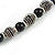 Black Glass Bead with Silver Tone Metal Wire Element Necklace - 64cm L/ 4cm Ext - view 6