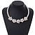 White Glass Bead with Shell Floral Motif Necklace - 48cm Long - view 3